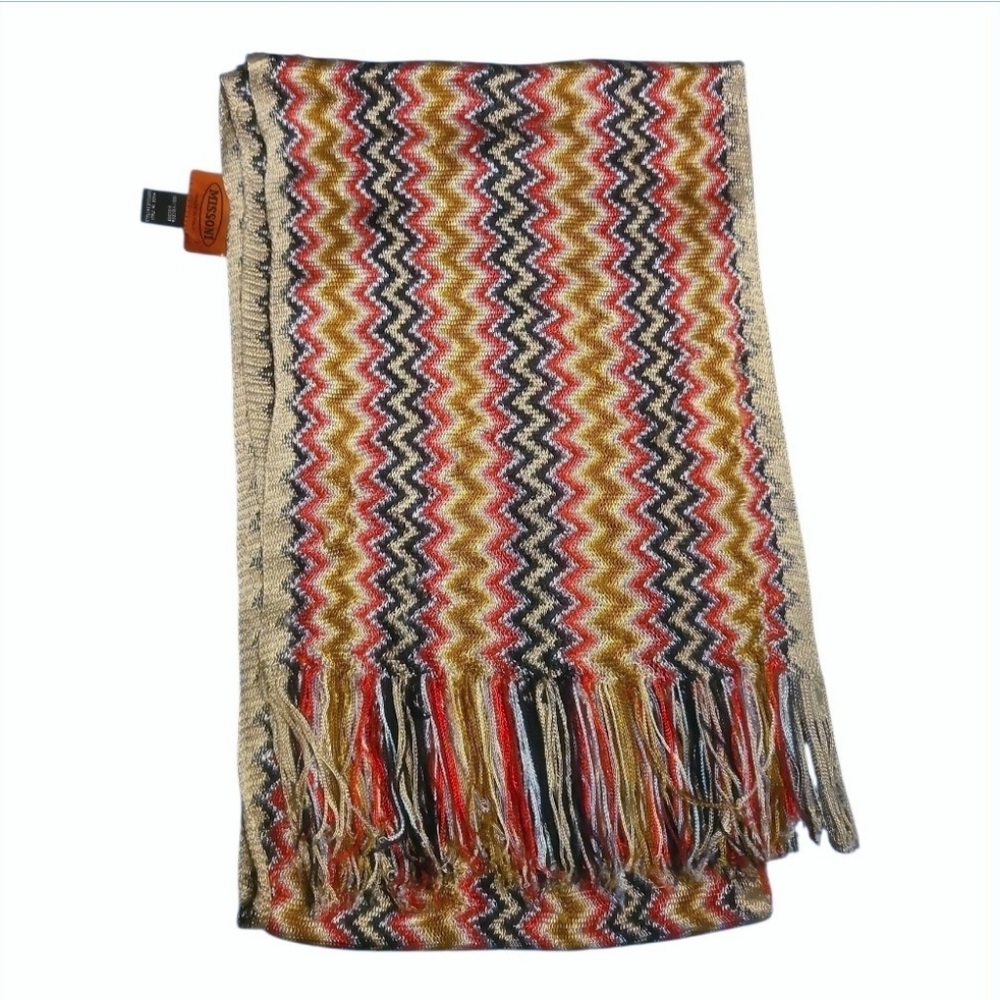 MISSONI | Multicolor Zigzag Knit Scarf Accessory AS IS - Picture 2 of 4